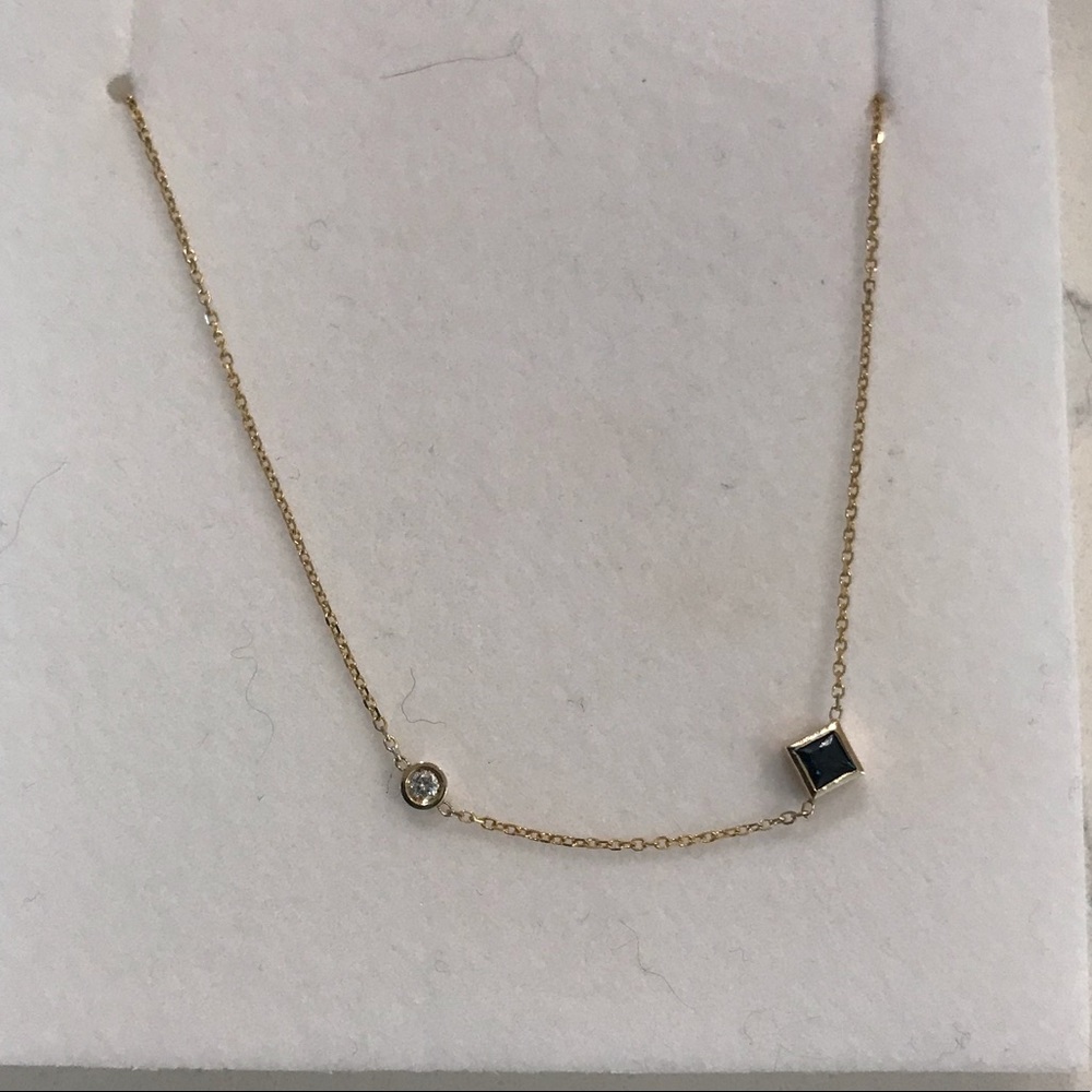 SOLD Dainty Sapphire and Diamond Necklace